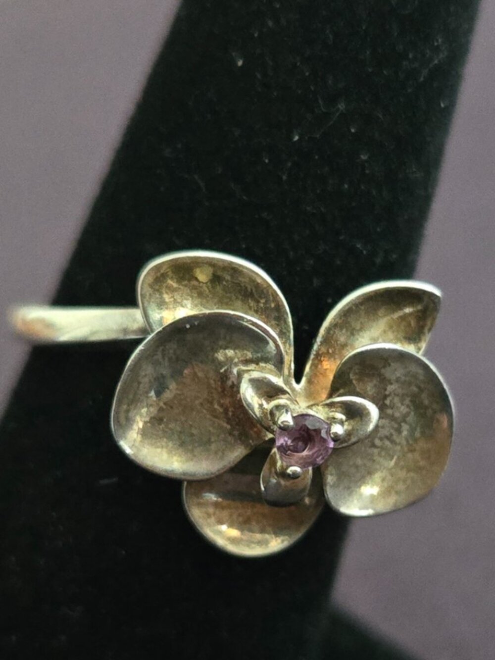 925 Sterling Silver & Amethyst Floral Ring
